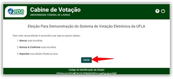 Tela do sistema de votação