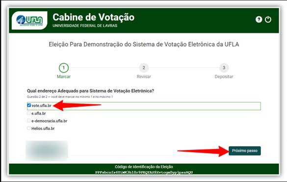 Tela do sistema de votação