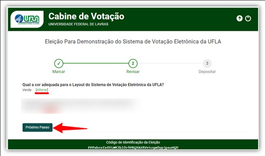 Tela do sistema de votação