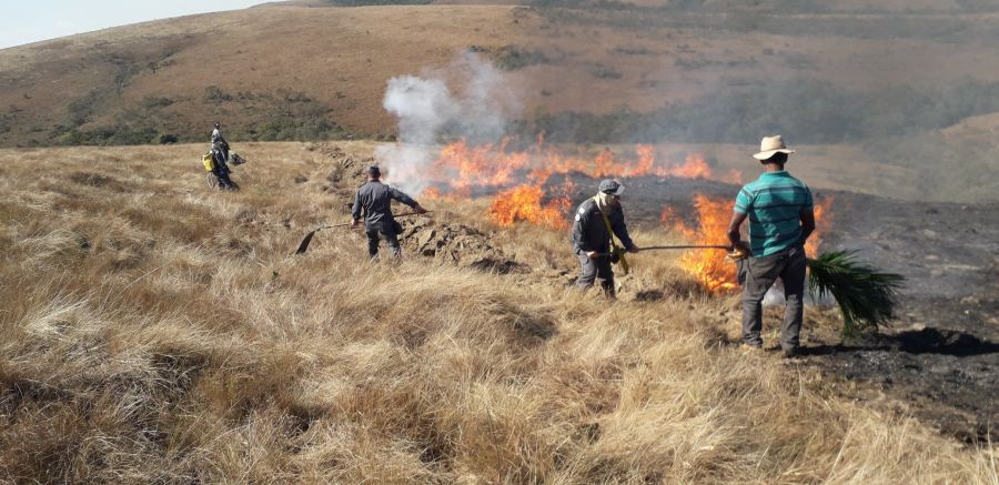 bombeiro apagando o fogo em Carrancas