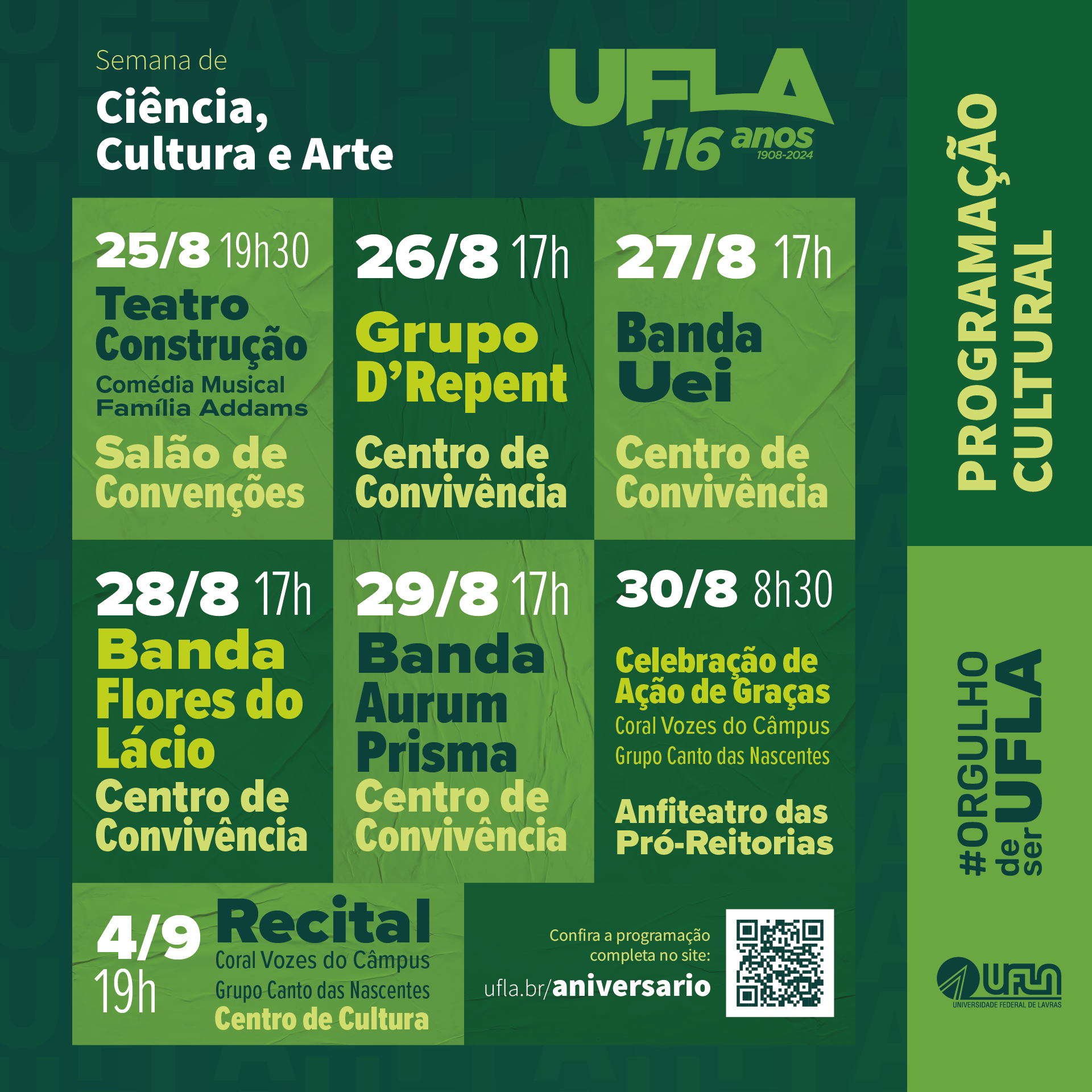 Emepna UFLA 116 anos Programação Cultural