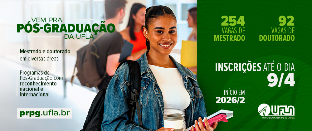 Programas de Pós-Graduação da UFLA realizam processos seletivos para o segundo semestre de 2026