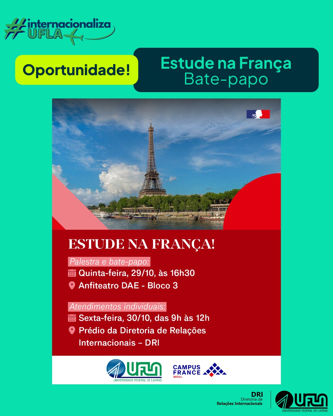 Campus France apresenta oportunidades de estudos na França à comunidade universitária da UFLA